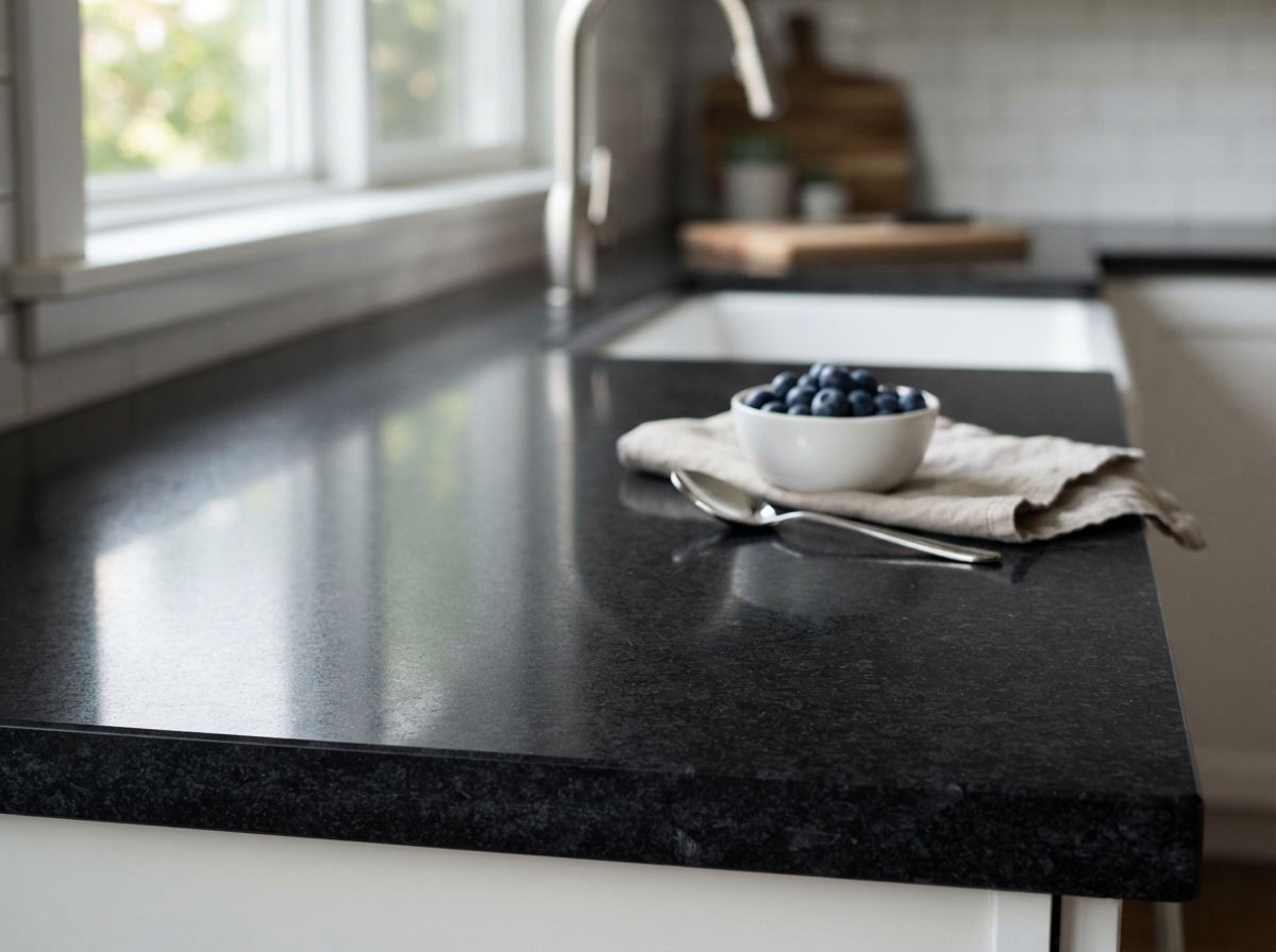 Absolute Black Granite polished kitchen surface